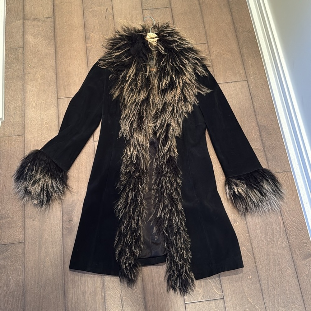 Black Faux Fur Trimmed Coat